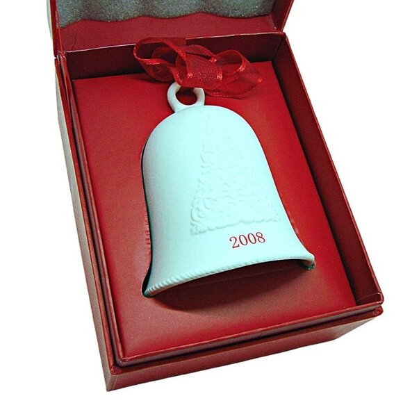 NEW Hallmark Collectible White Bell Porcelain Ornament Christmas Holiday 2008 IB - Picture 3 of 11